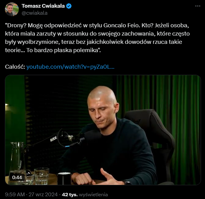 Tak Dawid Szwarga (obecnie trener Arki) mówił o DRONACH we wrześniu 2024 roku xD